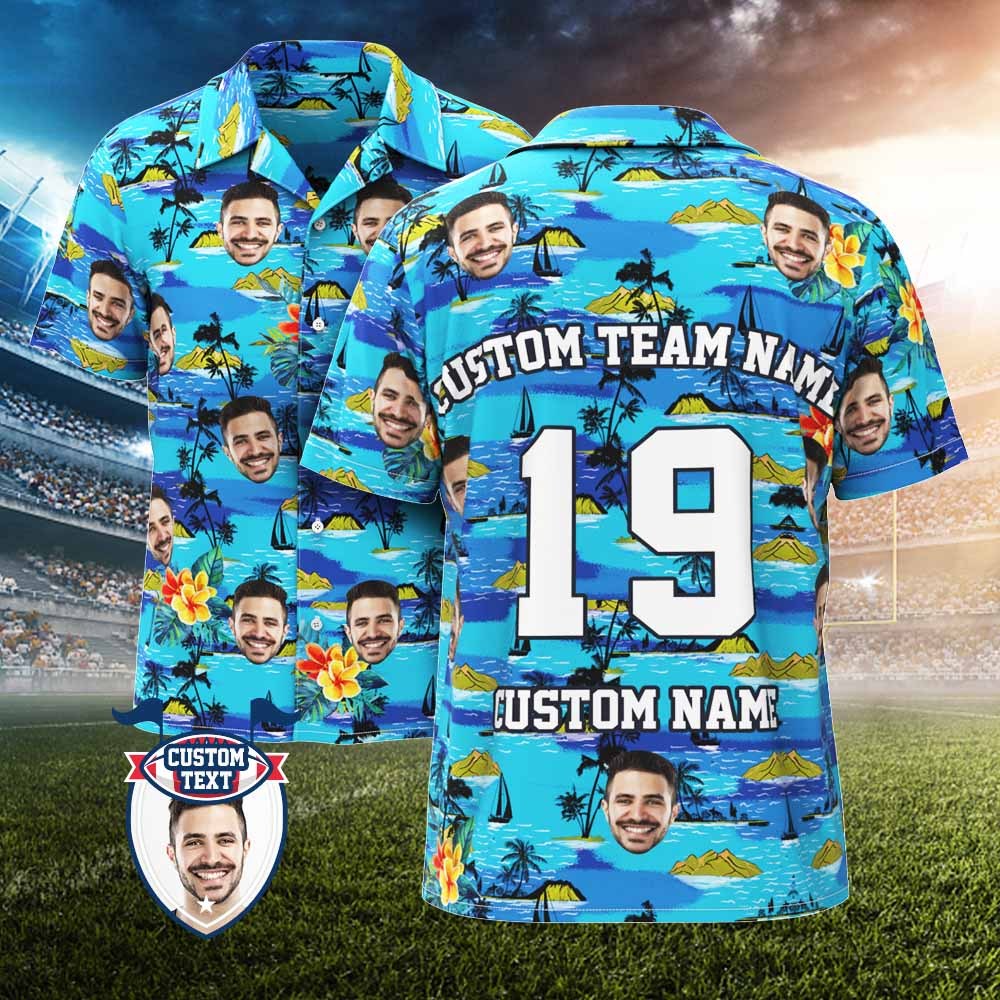 Custom Hawaiian Shirts for Fans Personalized Face and Text Hawaiian Shirt Gift for fans - Mountains Design - MyFaceBoxer