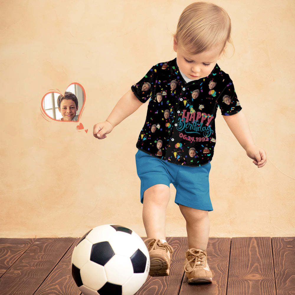 Custom Hawaiian Shirts Kid's Hawaiian Shirt Happy Birthday Short Sleeve Shirt Birthday Gift - MyFaceBoxer