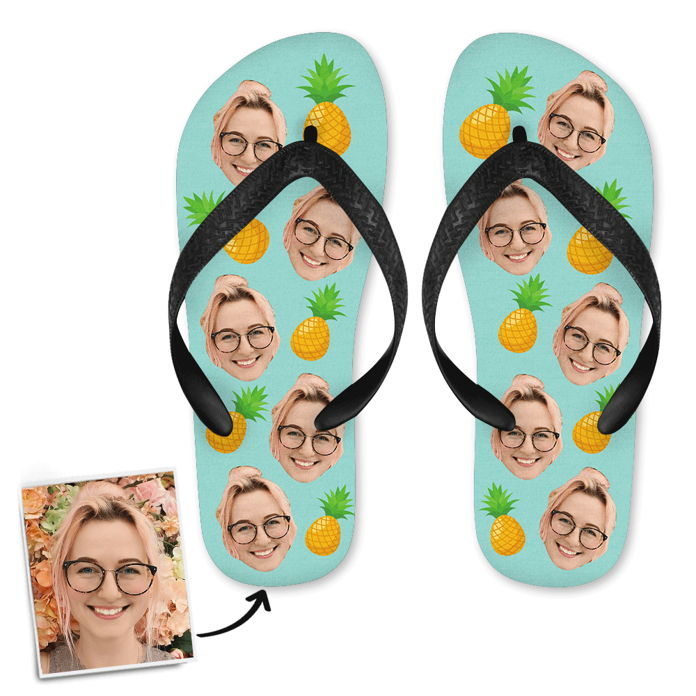 Custom Flip Flop for Summer Face Flip Flop with Pineapple - MyFaceBoxer