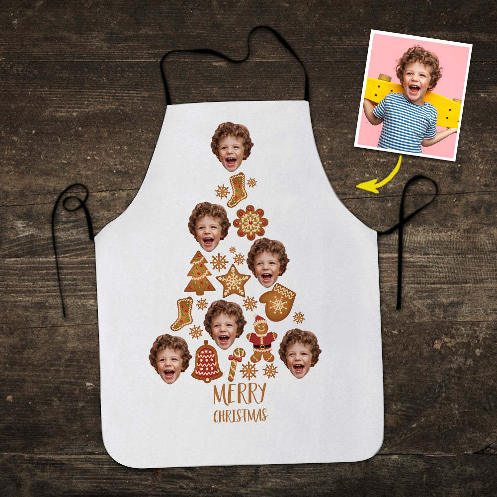 Custom Face Printed Apron Merry Christmas - MyFaceBoxer