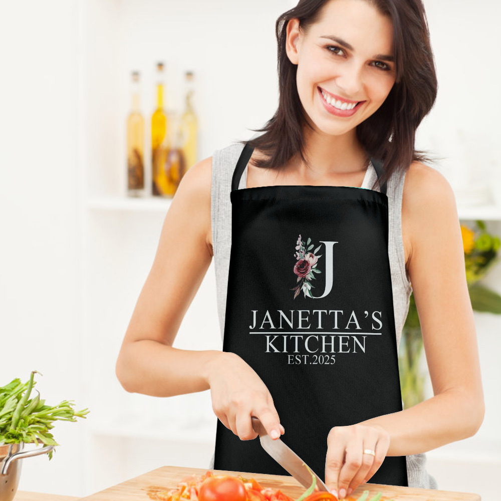 Personalized Floral Apron for Women Custom Aprons Chef Gifts Grilling Apron Mother's Day Gift