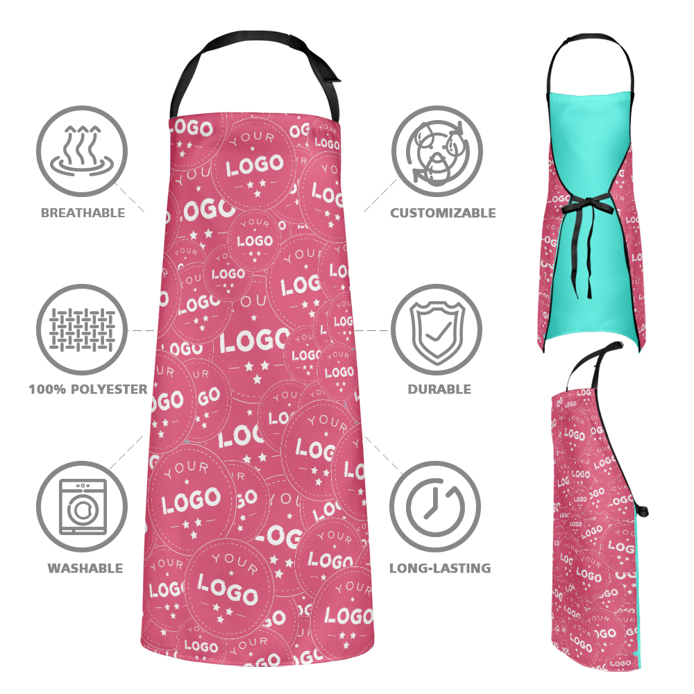 Custom Kitchen Apron With your Personalized Multiple Logo Full Coverage - MyFaceBoxer
