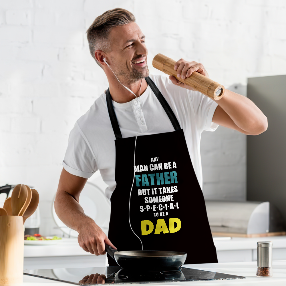 To Be A Dad Text Apron BBQ Apron For Dad - Black - MyFaceBoxer