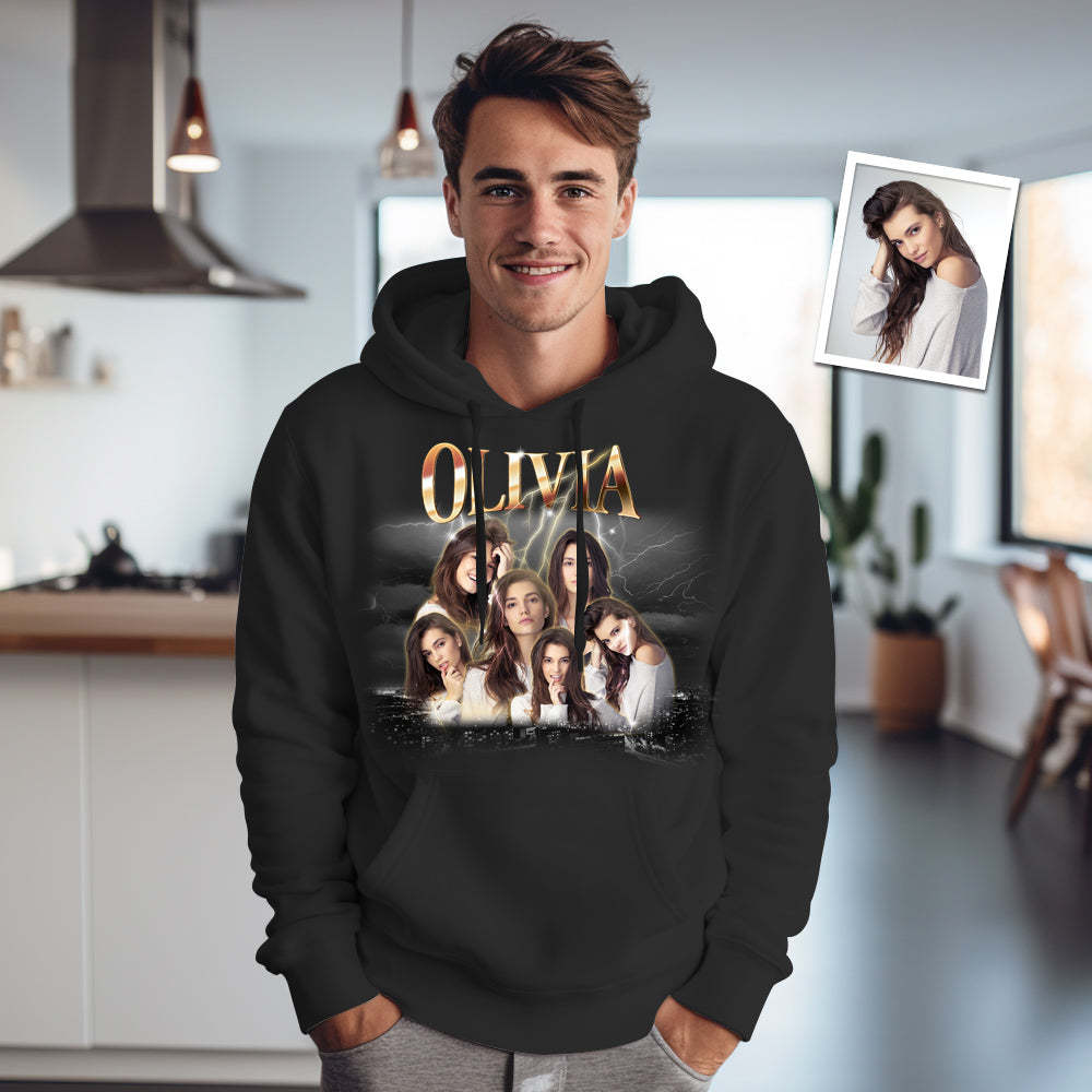 Custom Photo Vintage Personalized Name Hoodie - MyFaceBoxer