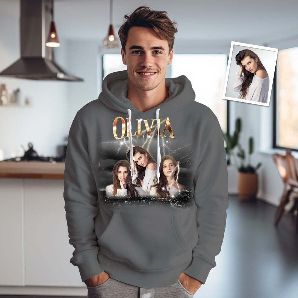 Custom Photo Vintage Personalized Name Hoodie - MyFaceBoxer
