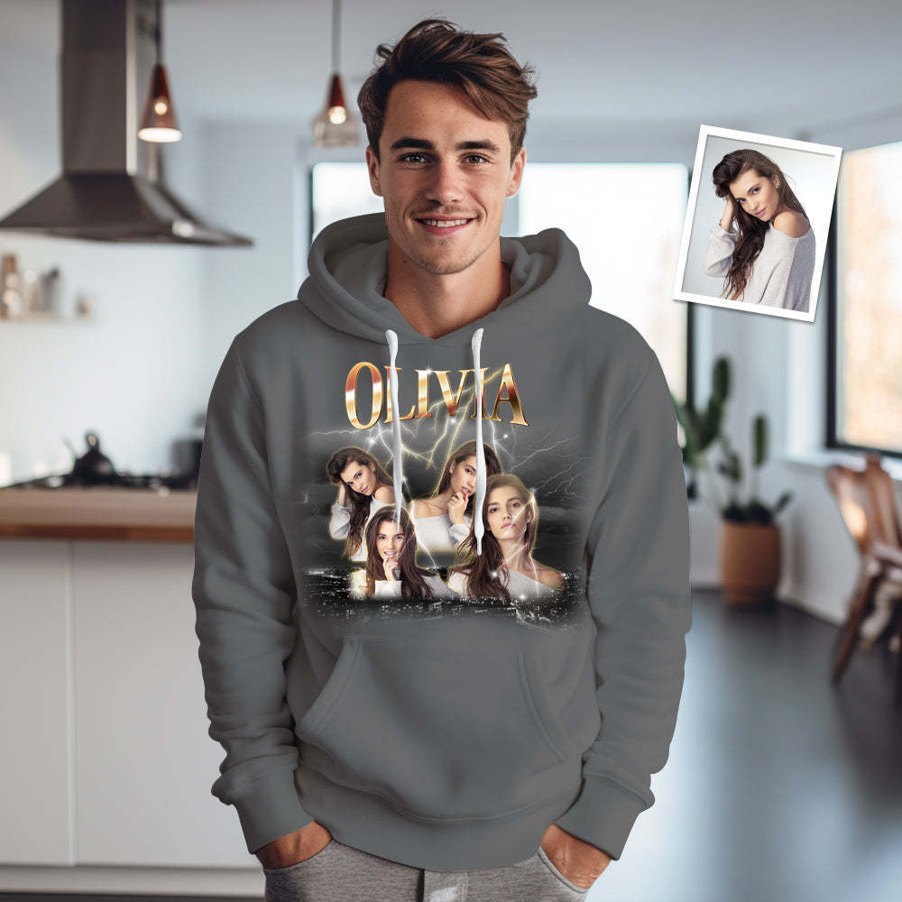 Custom Photo Vintage Personalized Name Hoodie - MyFaceBoxer