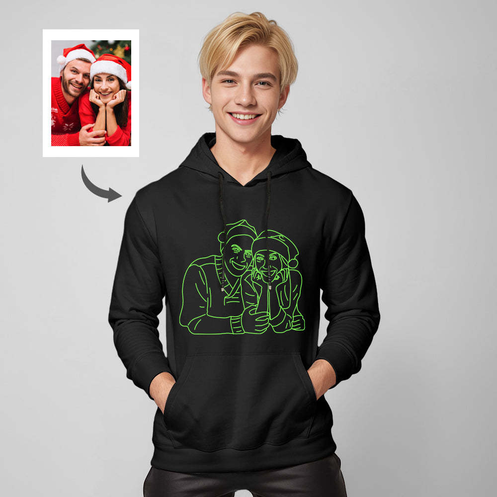 Custom Photo Glow In The Dark Multicolour Hoodie Personalized Luminous Unisex Hoodie Creative Gift - MyFaceBoxer