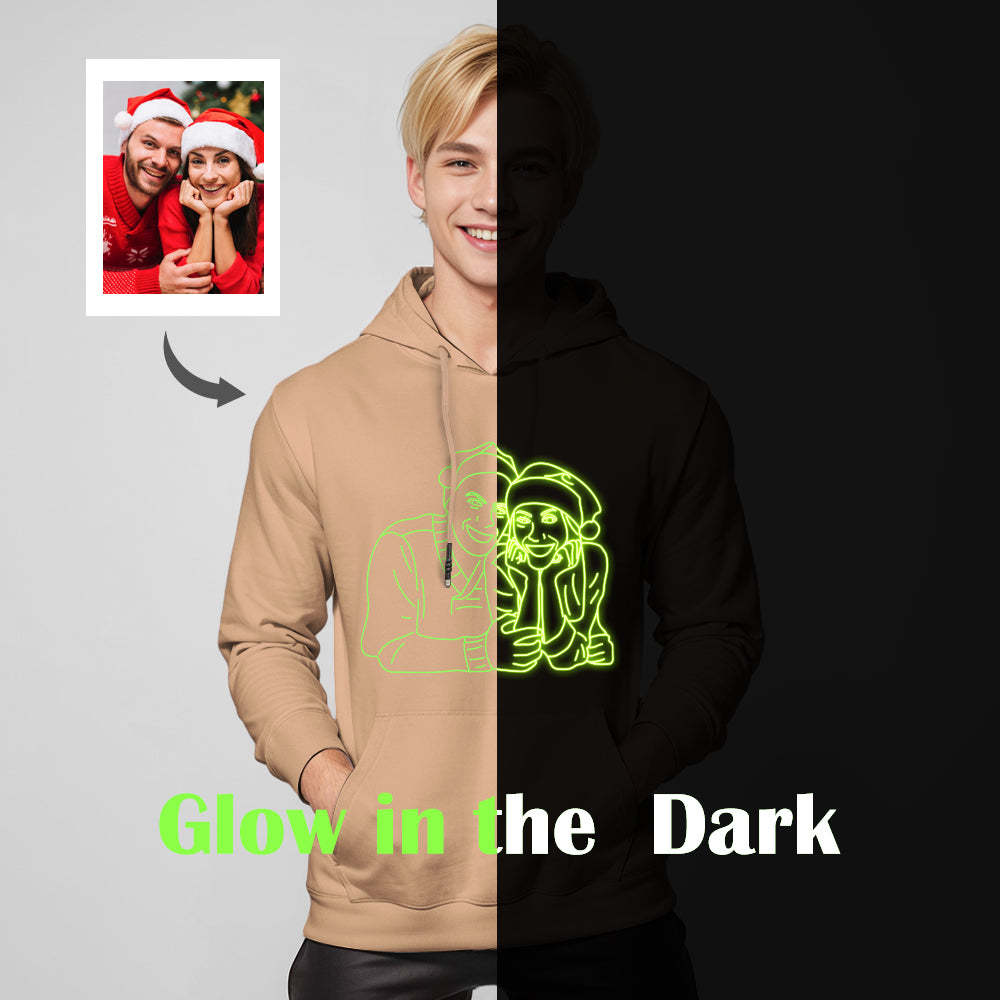 Custom Photo Glow In The Dark Multicolour Hoodie Personalized Luminous Unisex Hoodie Creative Gift - MyFaceBoxer