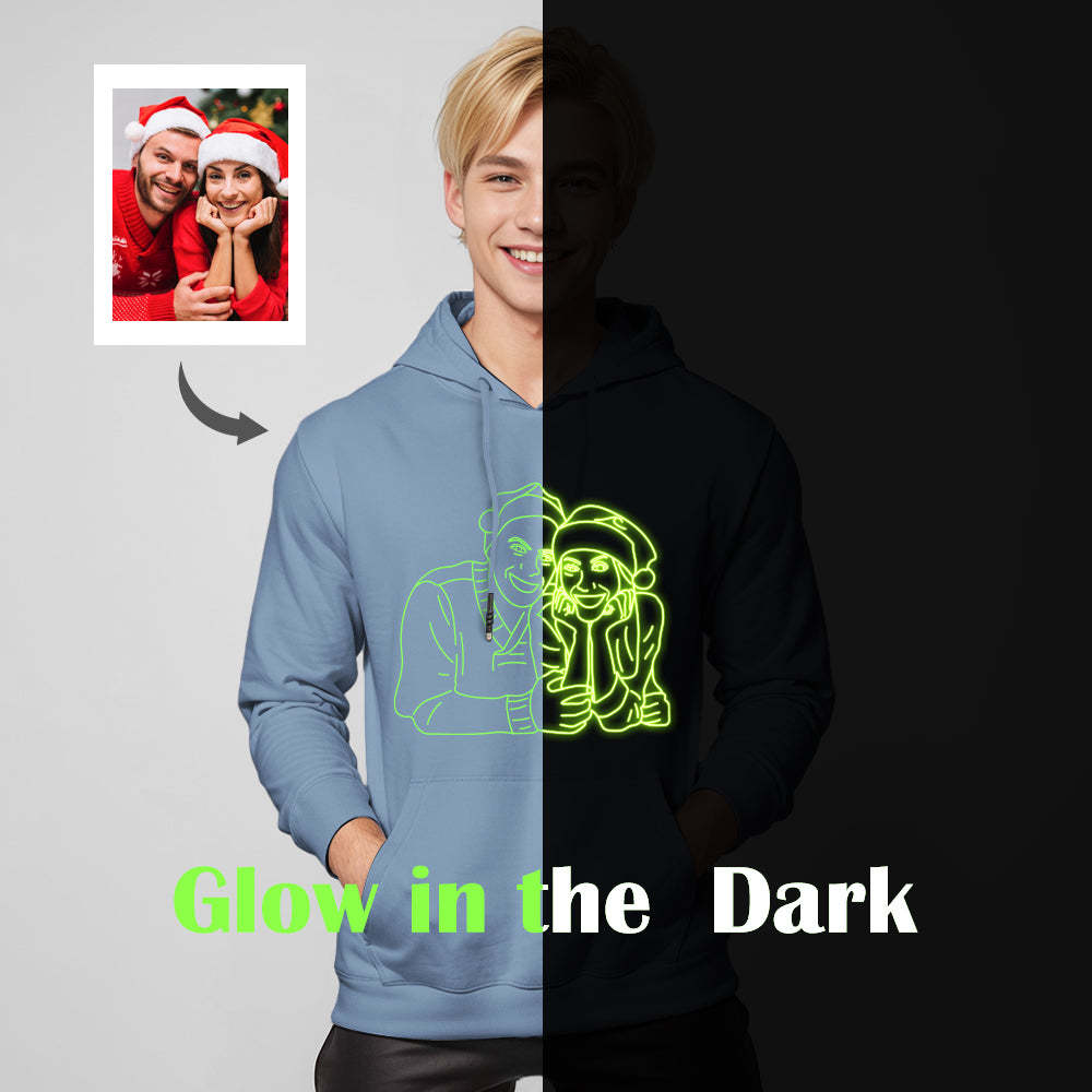 Custom Photo Glow In The Dark Multicolour Hoodie Personalized Luminous Unisex Hoodie Creative Gift - MyFaceBoxer