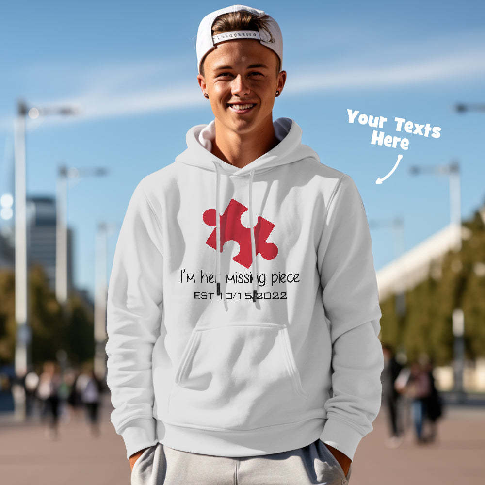 Custom Text Funny Couple Matching Hoodies Puzzle Set Personalized Hoodie Valentine's Day Gift - MyFaceBoxer