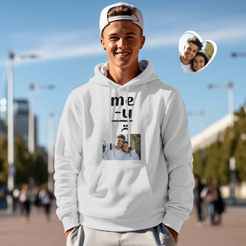 Custom Photo Couple Matching Hoodies Me+U Me-U Personalized Hoodie Valentine's Day Gift - MyFaceBoxer