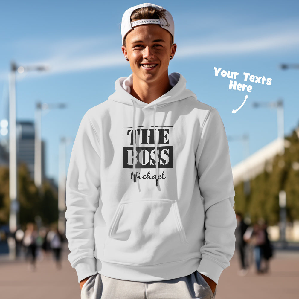 Custom Text Couple Matching Hoodies THE REAL BOSS Personalized Hoodie Valentine's Day Gift - MyFaceBoxer