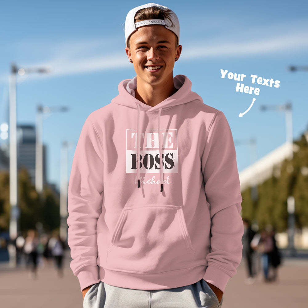 Custom Text Couple Matching Hoodies THE REAL BOSS Personalized Hoodie Valentine's Day Gift - MyFaceBoxer