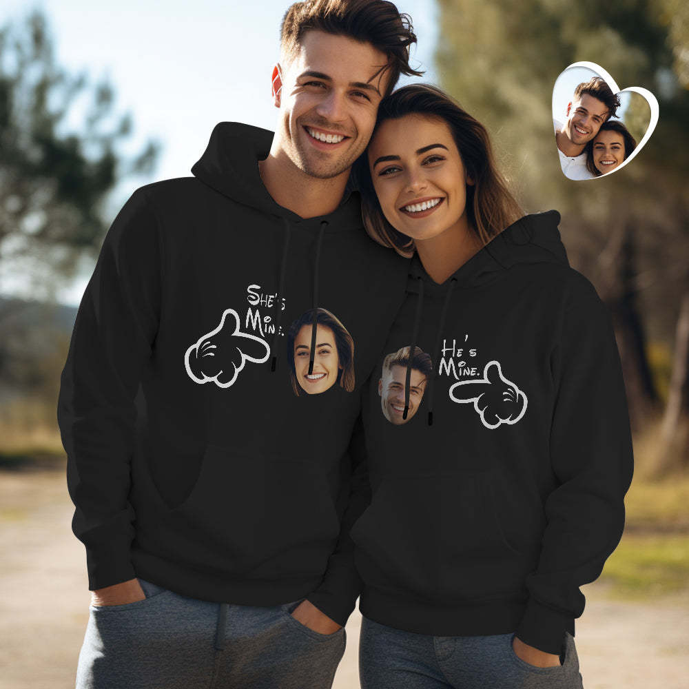 Custom Face Funny Couple Matching Hoodies You are Mine Personalized Hoodie Valentine's Day Gift - MyFaceBoxer