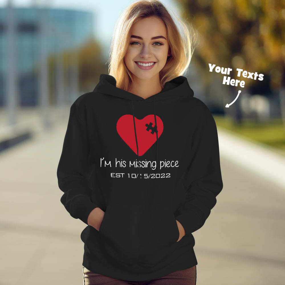 Custom Text Funny Couple Matching Hoodies Puzzle Set Personalized Hoodie Valentine's Day Gift - MyFaceBoxer