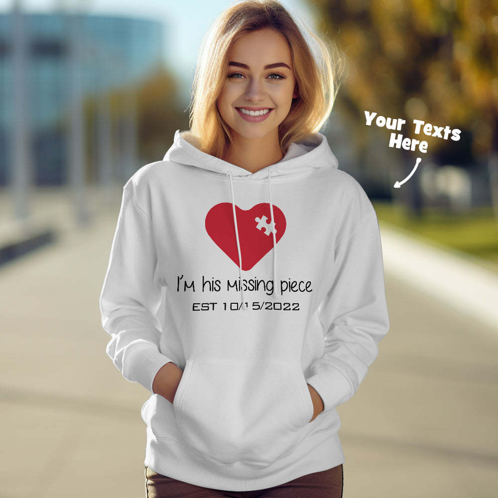 Custom Text Funny Couple Matching Hoodies Puzzle Set Personalized Hoodie Valentine's Day Gift - MyFaceBoxer
