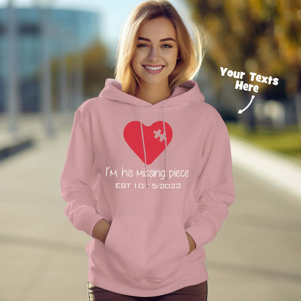 Custom Text Funny Couple Matching Hoodies Puzzle Set Personalized Hoodie Valentine's Day Gift - MyFaceBoxer