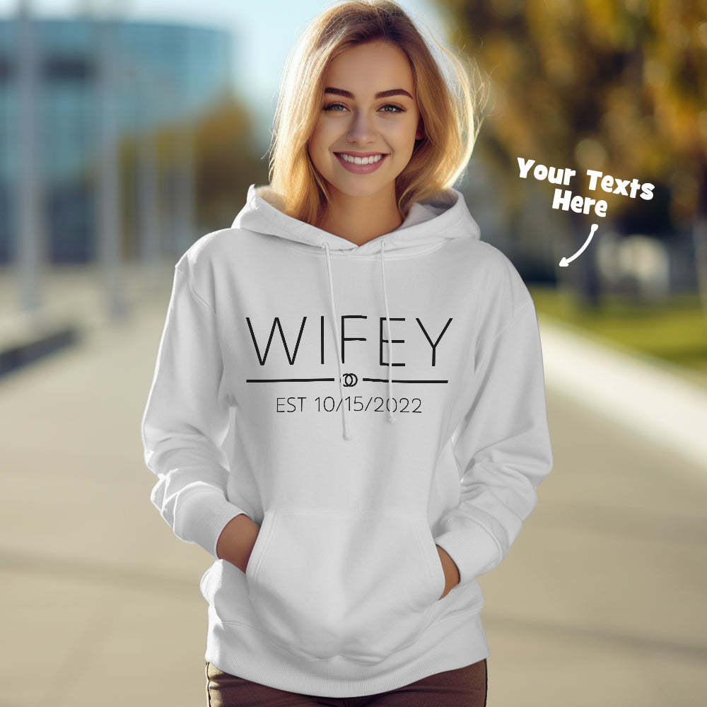 Custom Wifey Hubby Funny Couple Matching Hoodies Personalized Hoodie Valentine's Day Gift - MyFaceBoxer