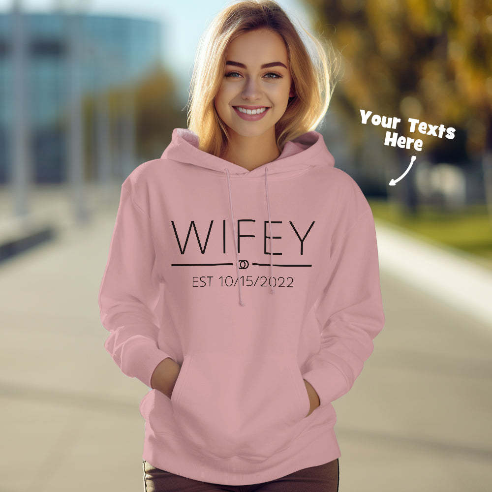 Custom Wifey Hubby Funny Couple Matching Hoodies Personalized Hoodie Valentine's Day Gift - MyFaceBoxer