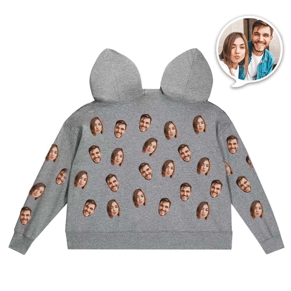 Custom Couple's Photo One Piece Intimate Hoodie For Couple Love Pajamas Couple Jumpsuit - MyFaceBoxer