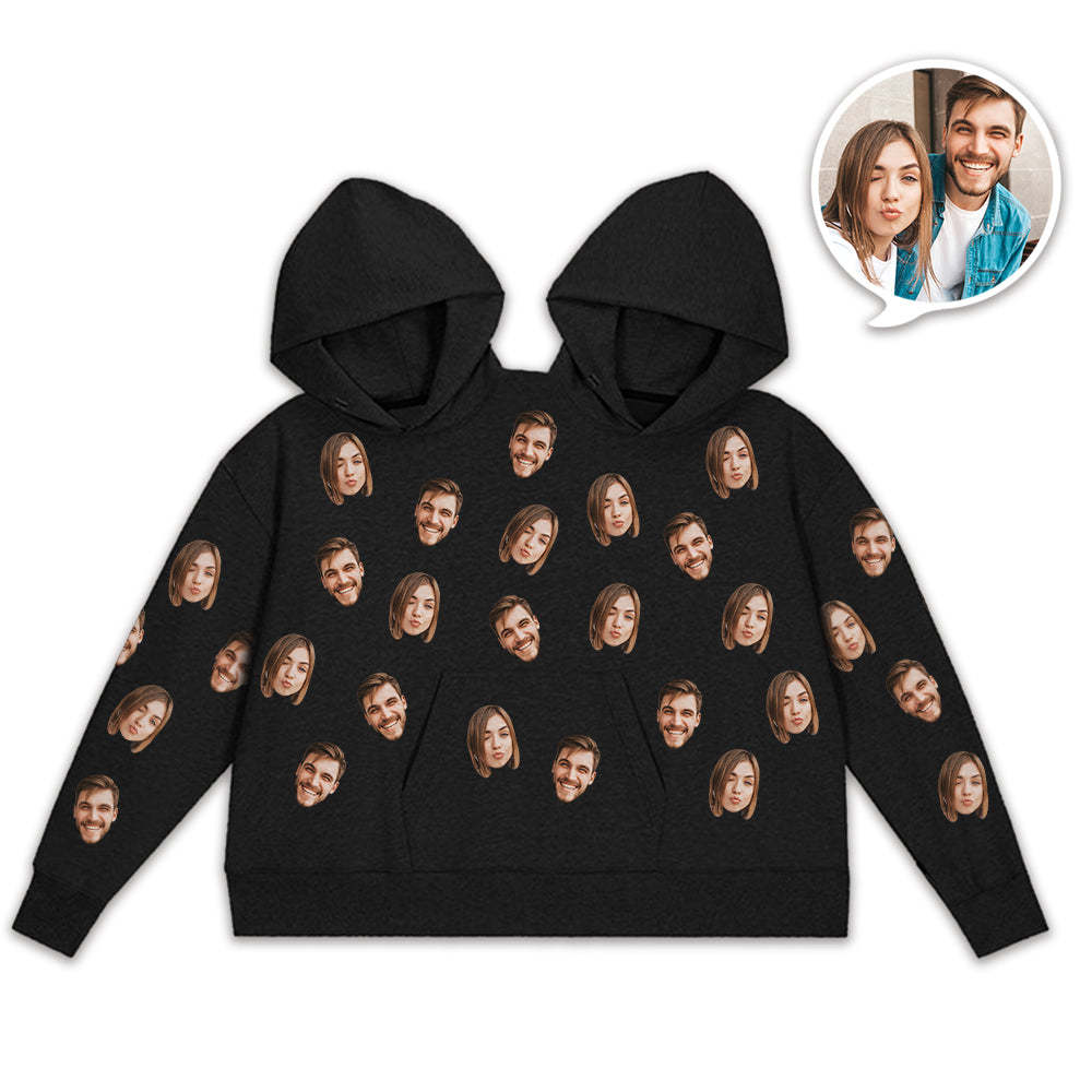 Custom Couple's Photo One Piece Intimate Hoodie For Couple Love Pajamas Couple Jumpsuit - MyFaceBoxer