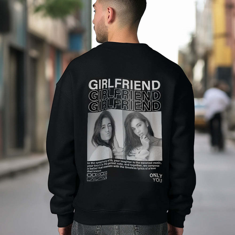 Custom Photo Round Neck Unisex Sweatshirt Personalized Pictures Crewneck Sweatshirts Valentine's Day Gift for Couple - MyFaceBoxer