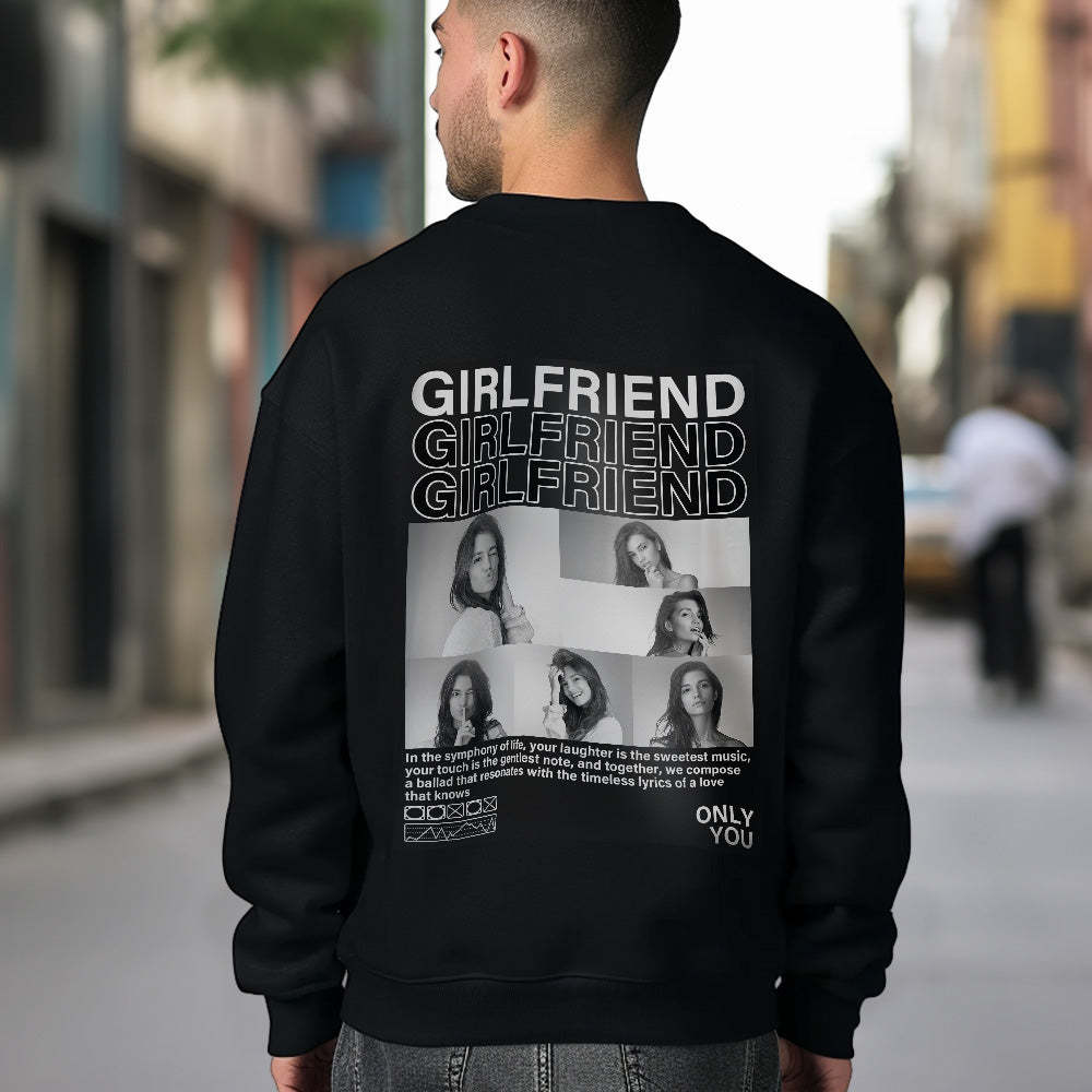 Custom Photo Round Neck Unisex Sweatshirt Personalized Pictures Crewneck Sweatshirts Valentine's Day Gift for Couple - MyFaceBoxer