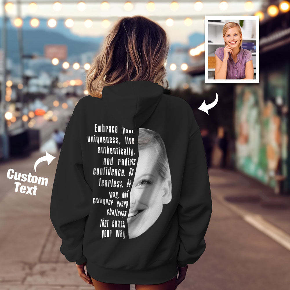 Custom Text and Face Hoodie Personalized Fashion Unisex Sweatshirt Gift for Him for Her - MyFaceBoxer