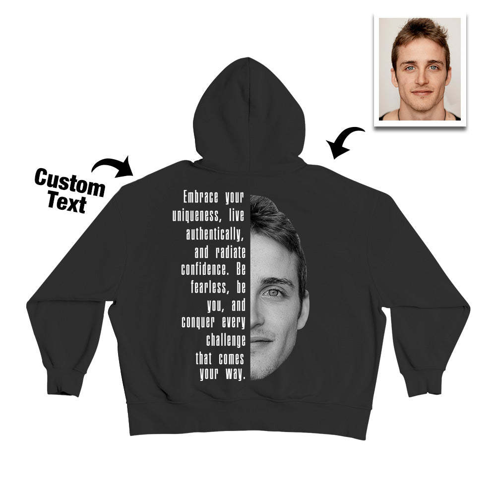 Custom Text and Face Hoodie Personalized Fashion Unisex Sweatshirt Gift for Him for Her - MyFaceBoxer