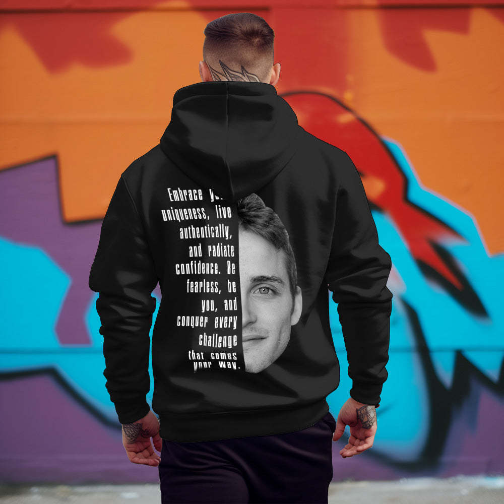 Custom Text and Face Hoodie Personalized Fashion Unisex Sweatshirt Gift for Him for Her - MyFaceBoxer