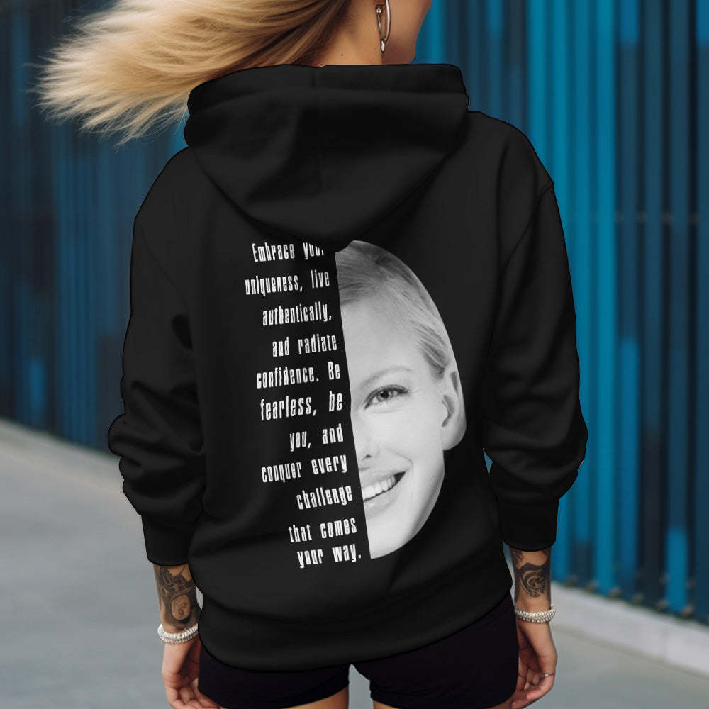 Custom Text and Face Hoodie Personalized Fashion Unisex Sweatshirt Gift for Him for Her - MyFaceBoxer