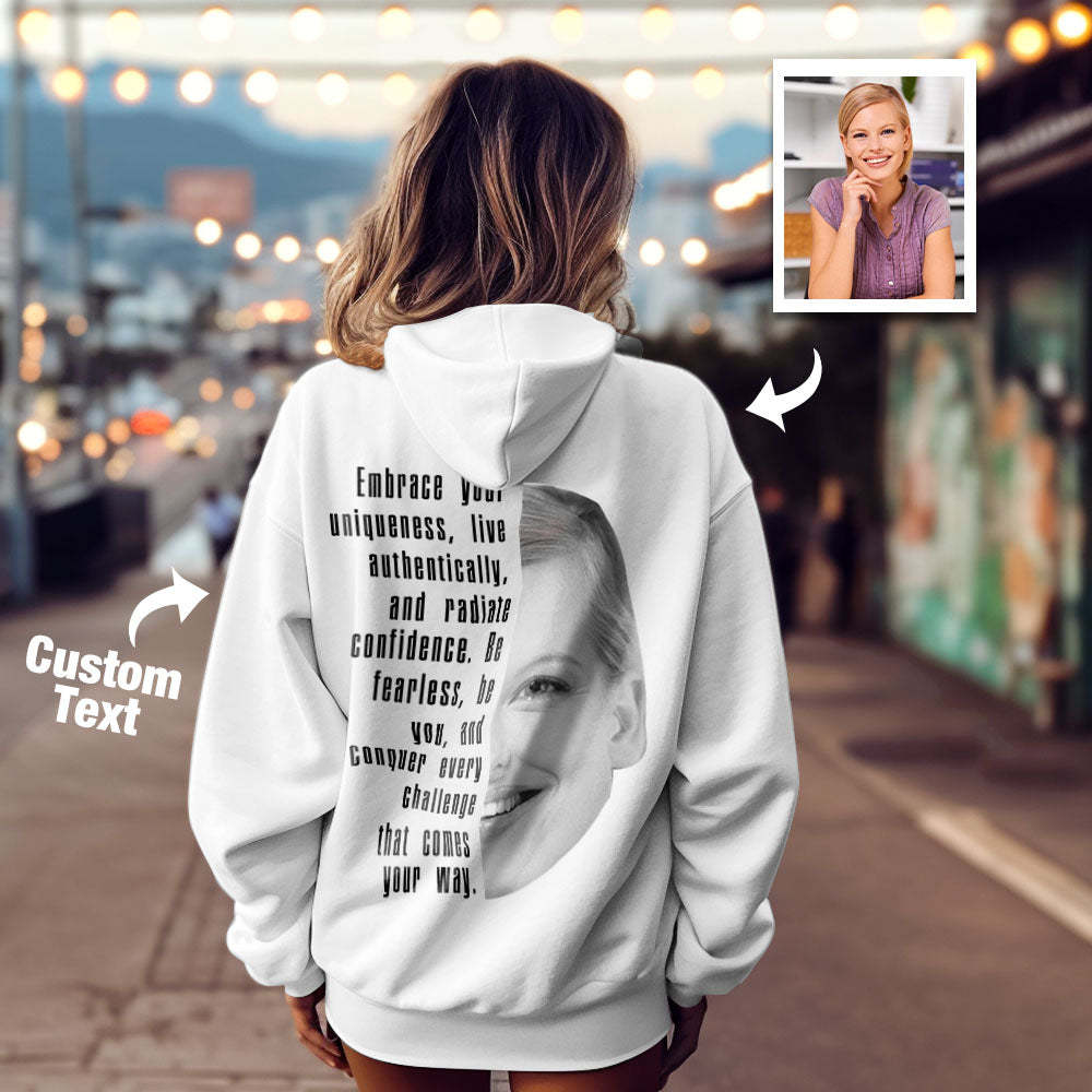 Custom Text and Face Hoodie Personalized Fashion Unisex Sweatshirt Gift for Him for Her - MyFaceBoxer