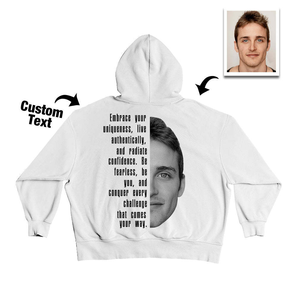 Custom Text and Face Hoodie Personalized Fashion Unisex Sweatshirt Gift for Him for Her - MyFaceBoxer