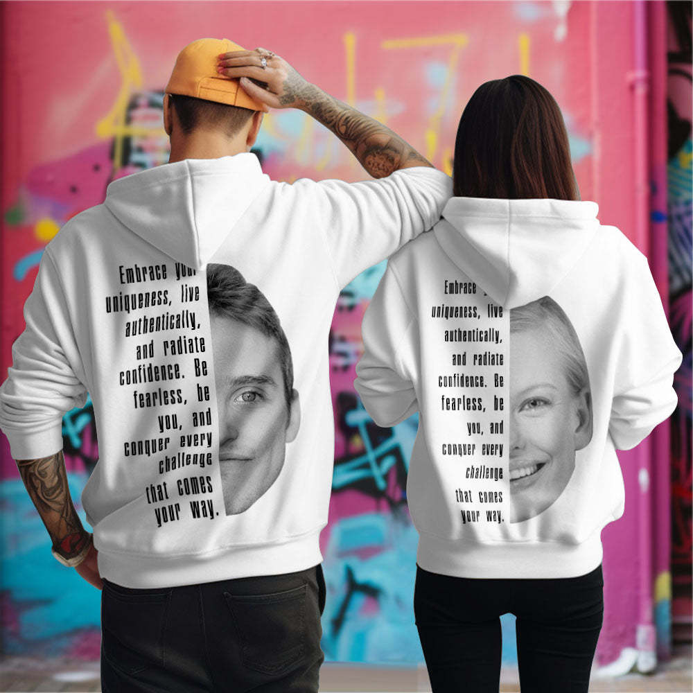 Custom Text and Face Hoodie Personalized Fashion Unisex Sweatshirt Gift for Him for Her - MyFaceBoxer
