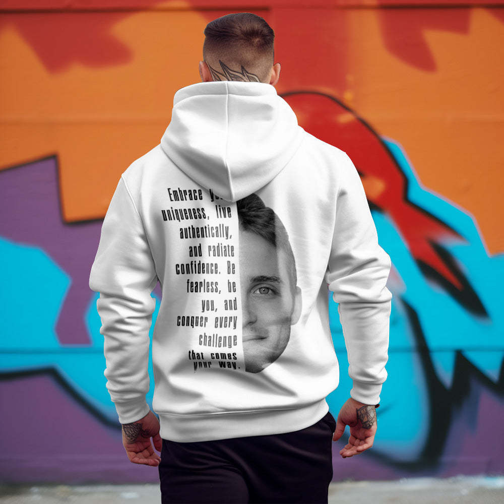 Custom Text and Face Hoodie Personalized Fashion Unisex Sweatshirt Gift for Him for Her - MyFaceBoxer
