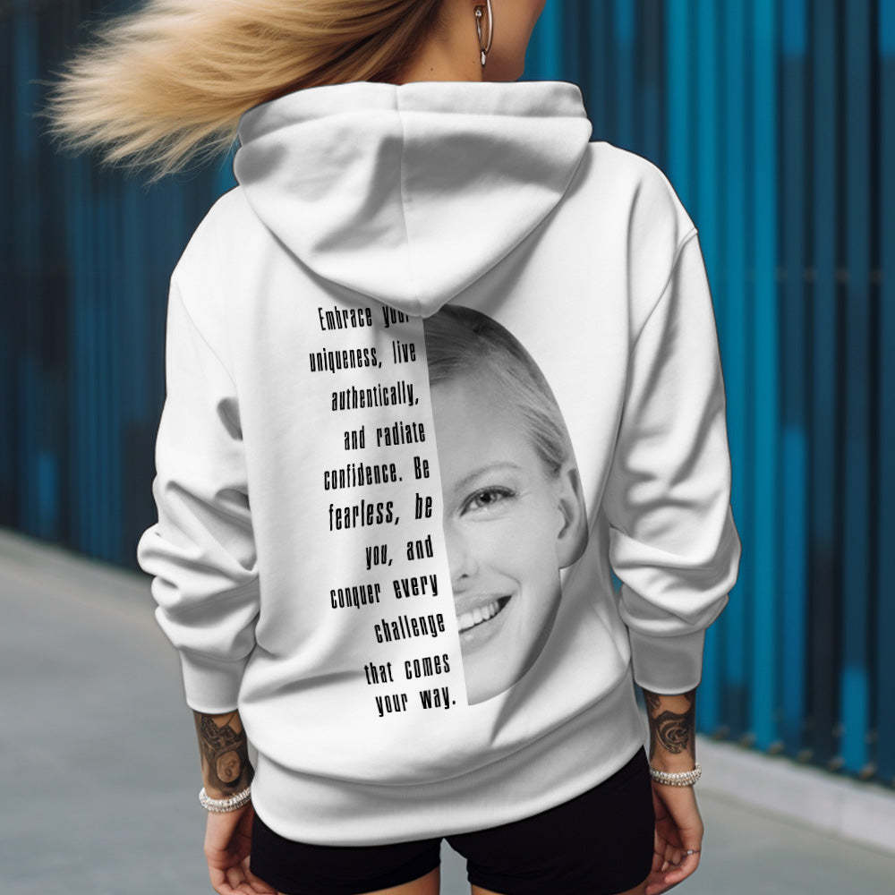 Custom Text and Face Hoodie Personalized Fashion Unisex Sweatshirt Gift for Him for Her - MyFaceBoxer
