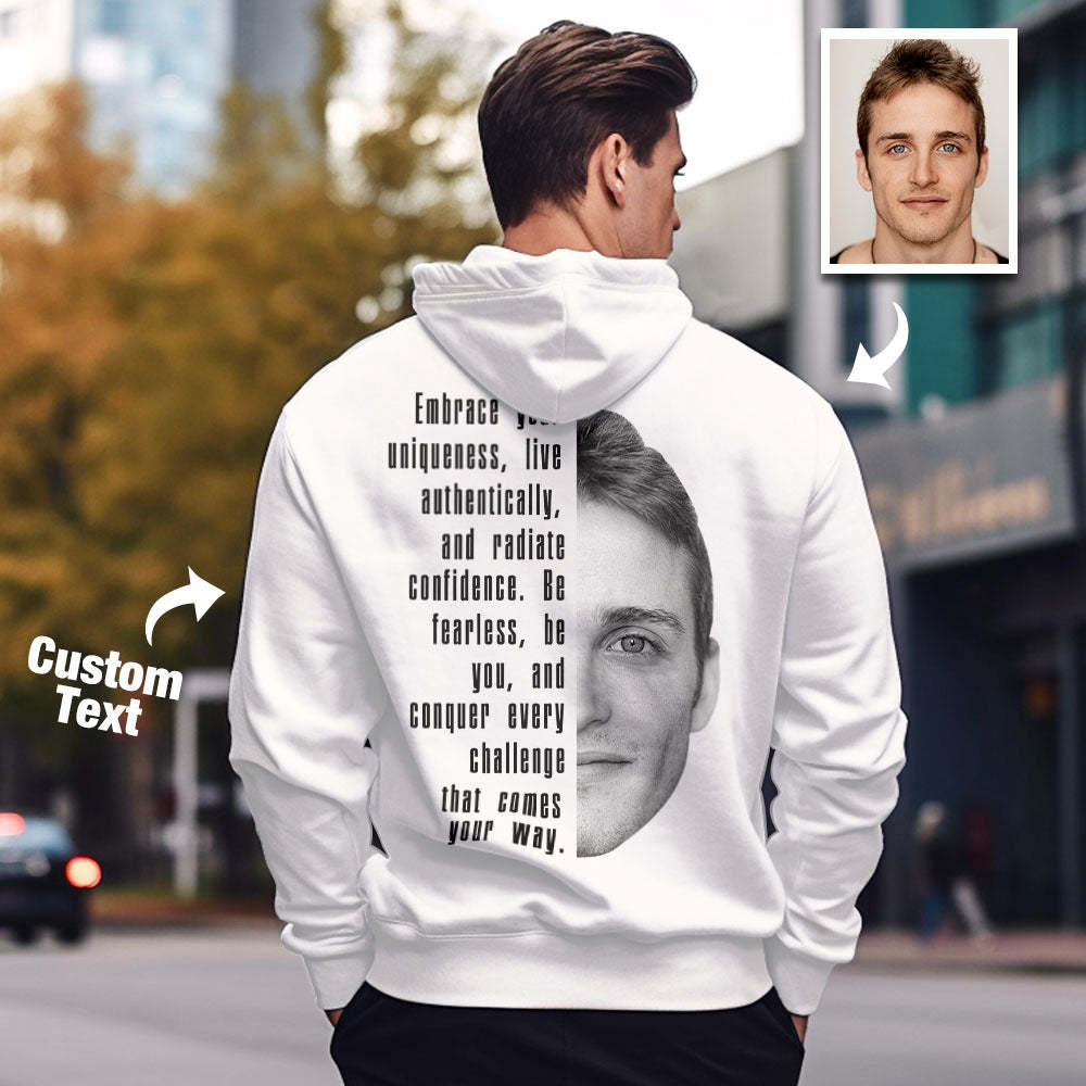 Custom Text and Face Hoodie Personalized Fashion Unisex Sweatshirt Gift for Him for Her - MyFaceBoxer
