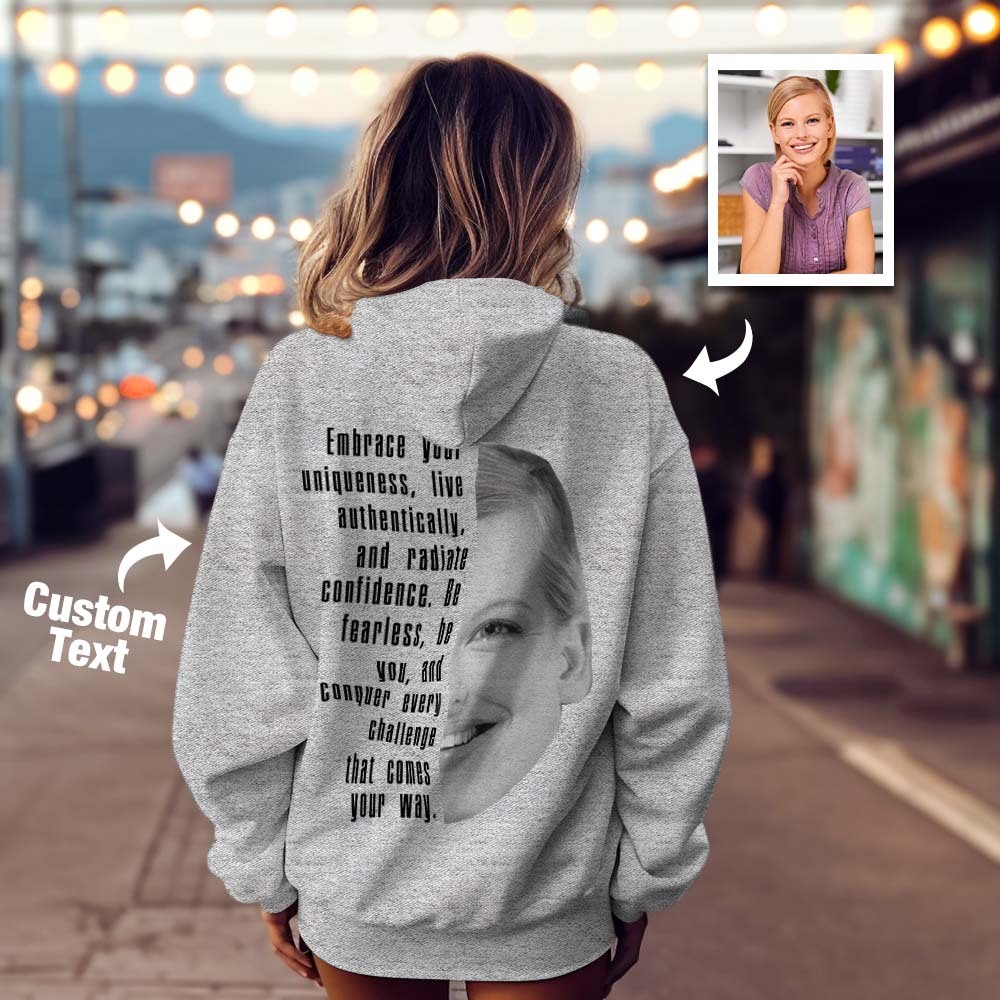 Custom Text and Face Hoodie Personalized Fashion Unisex Sweatshirt Gift for Him for Her - MyFaceBoxer