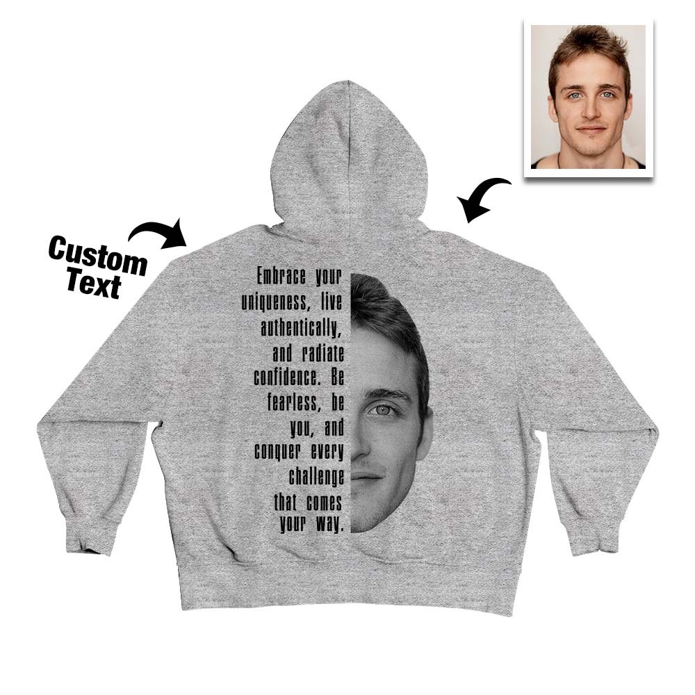 Custom Text and Face Hoodie Personalized Fashion Unisex Sweatshirt Gift for Him for Her - MyFaceBoxer
