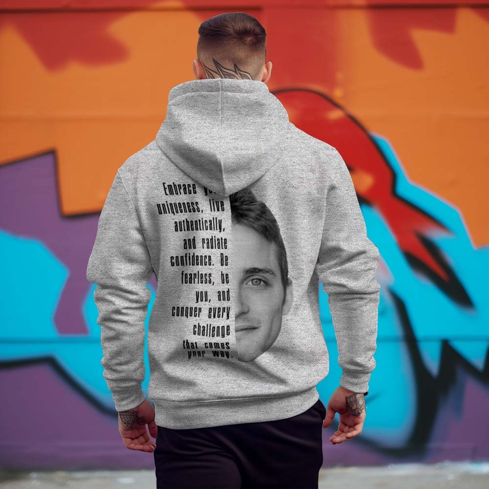 Custom Text and Face Hoodie Personalized Fashion Unisex Sweatshirt Gift for Him for Her - MyFaceBoxer