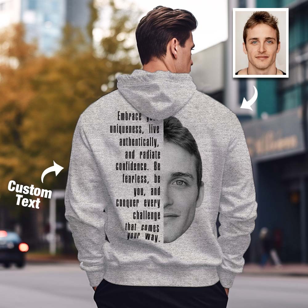 Custom Text and Face Hoodie Personalized Fashion Unisex Sweatshirt Gift for Him for Her - MyFaceBoxer