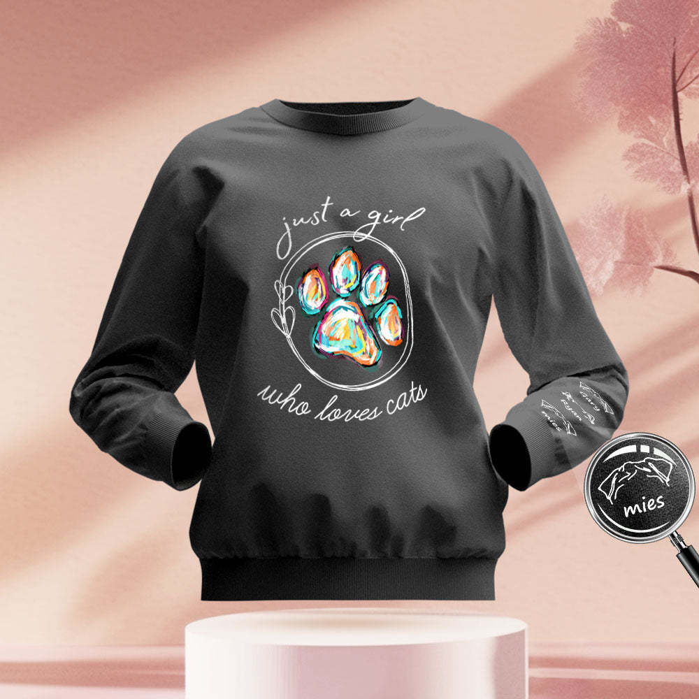 Custom Unisex Sweatshirt With Design On Sleeve Just A Girl Who Loves Pets Gift For Pet Owners - MyFaceBoxer