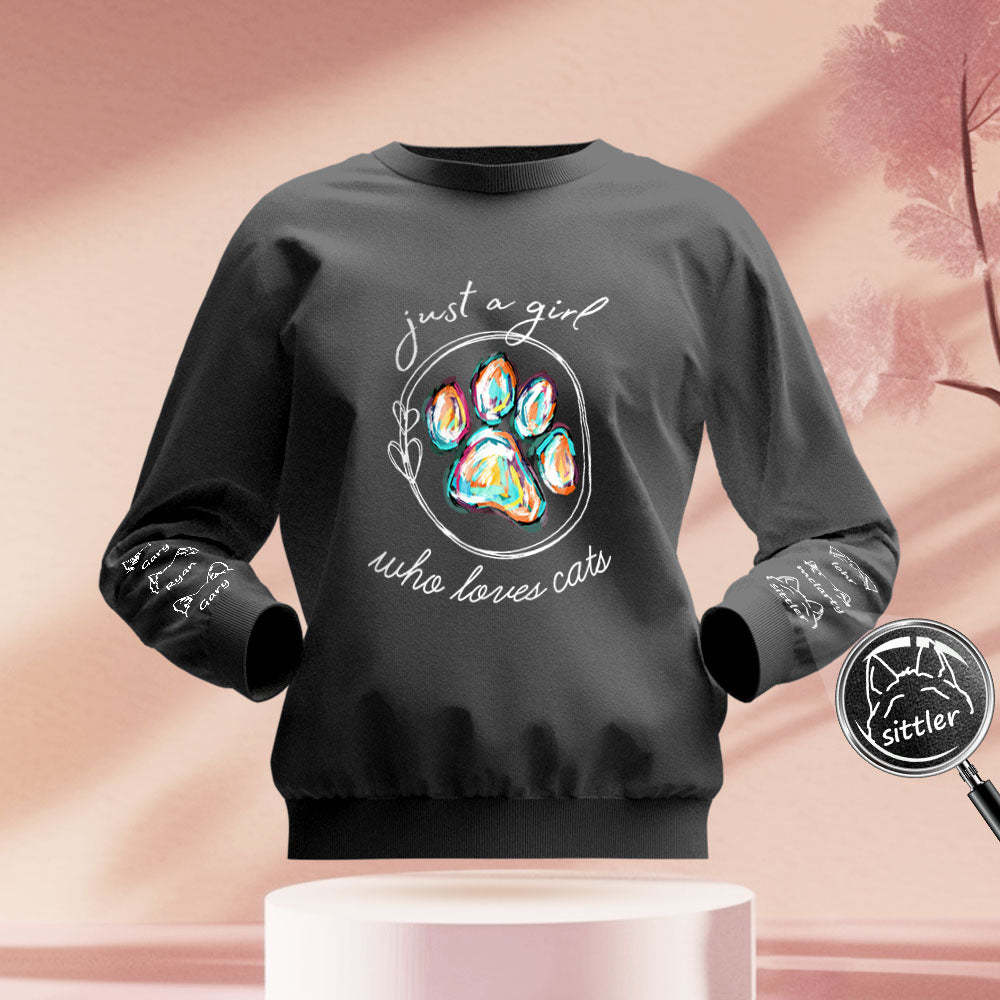 Custom Unisex Sweatshirt With Design On Sleeve Just A Girl Who Loves Pets Gift For Pet Owners - MyFaceBoxer
