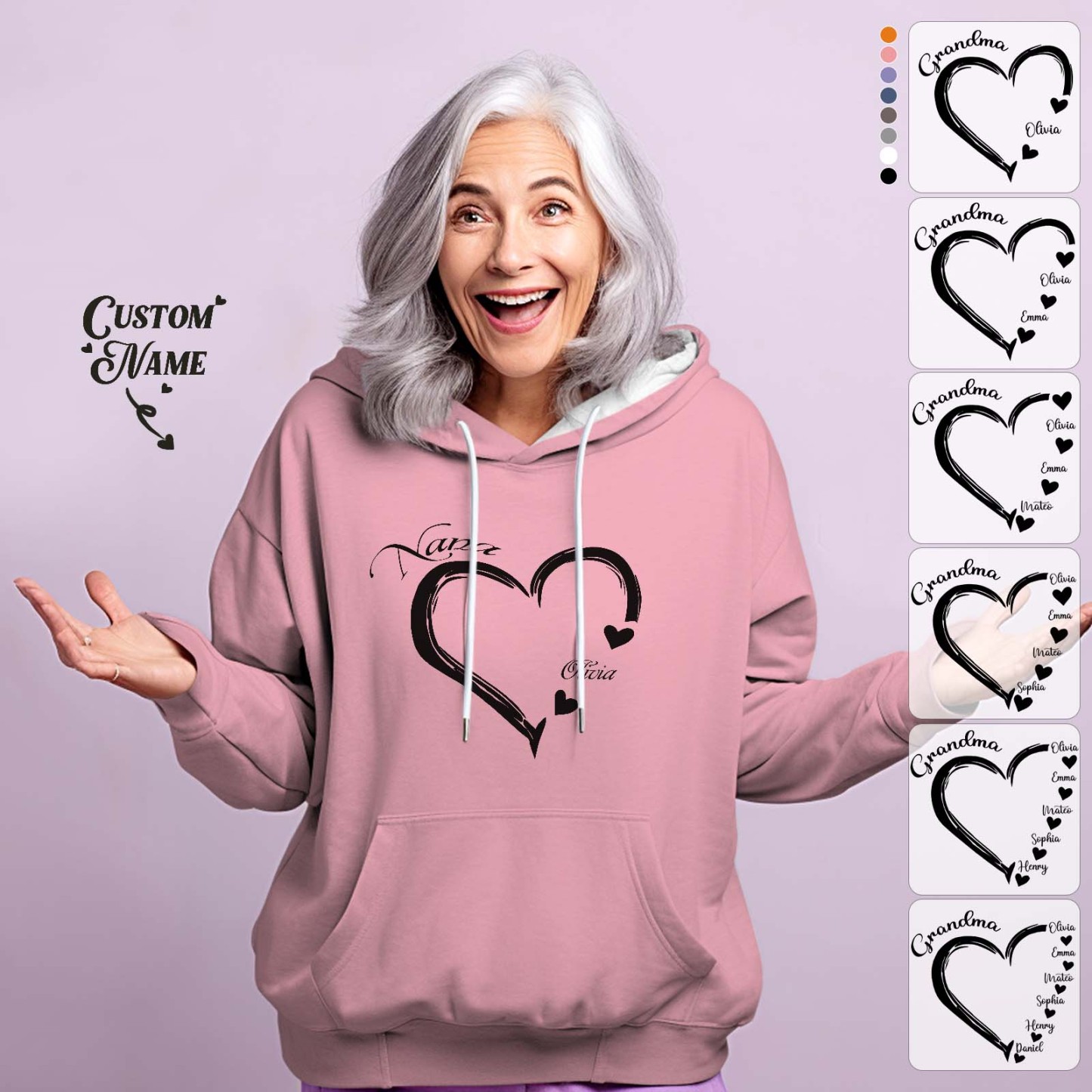 Custom Mama Grandma Hoodie Personalized Kids Name Hoodie Mother's Day Gifts - MyFaceBoxer