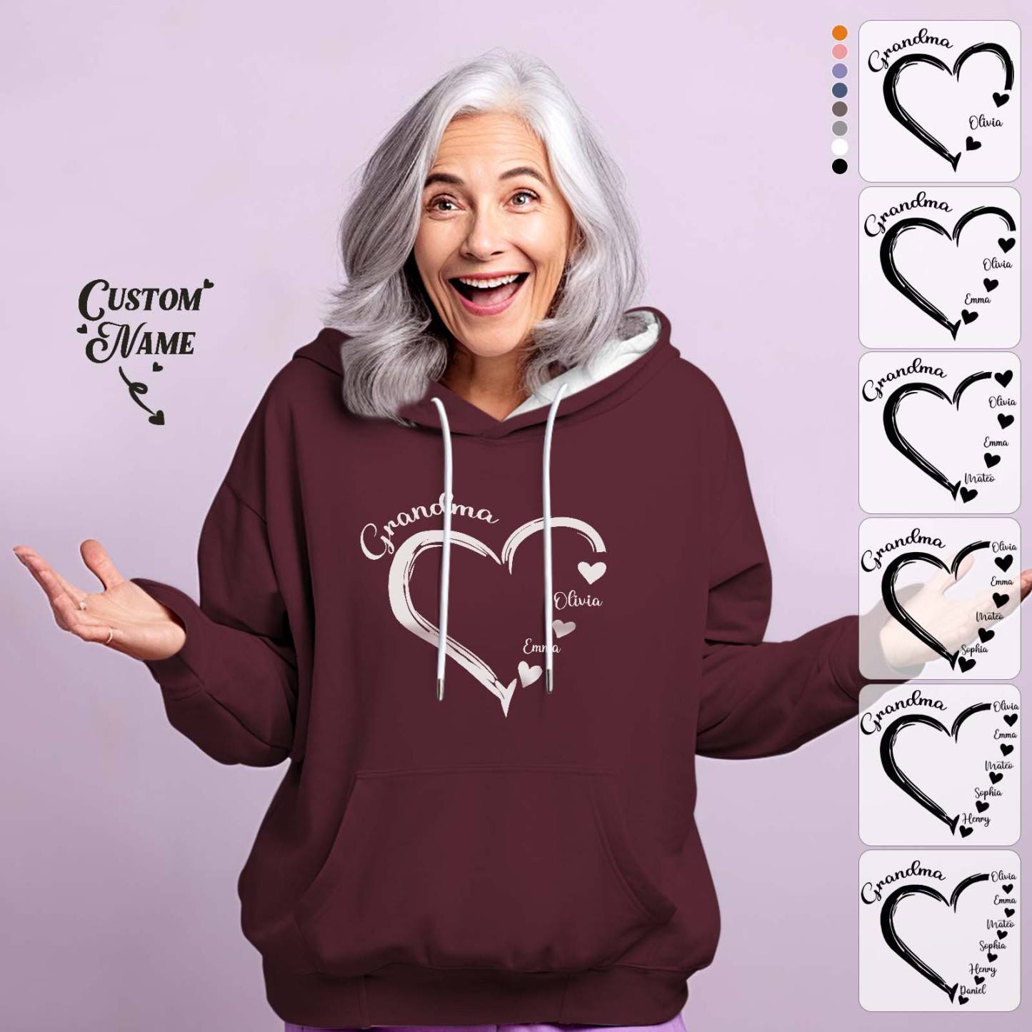 Custom Mama Grandma Hoodie Personalized Kids Name Hoodie Mother's Day Gifts - MyFaceBoxer