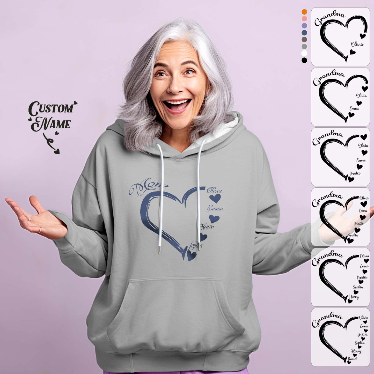 Custom Mama Grandma Hoodie Personalized Kids Name Hoodie Mother's Day Gifts - MyFaceBoxer
