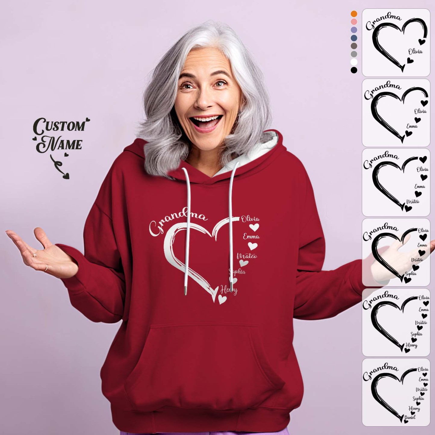 Custom Mama Grandma Hoodie Personalized Kids Name Hoodie Mother's Day Gifts - MyFaceBoxer
