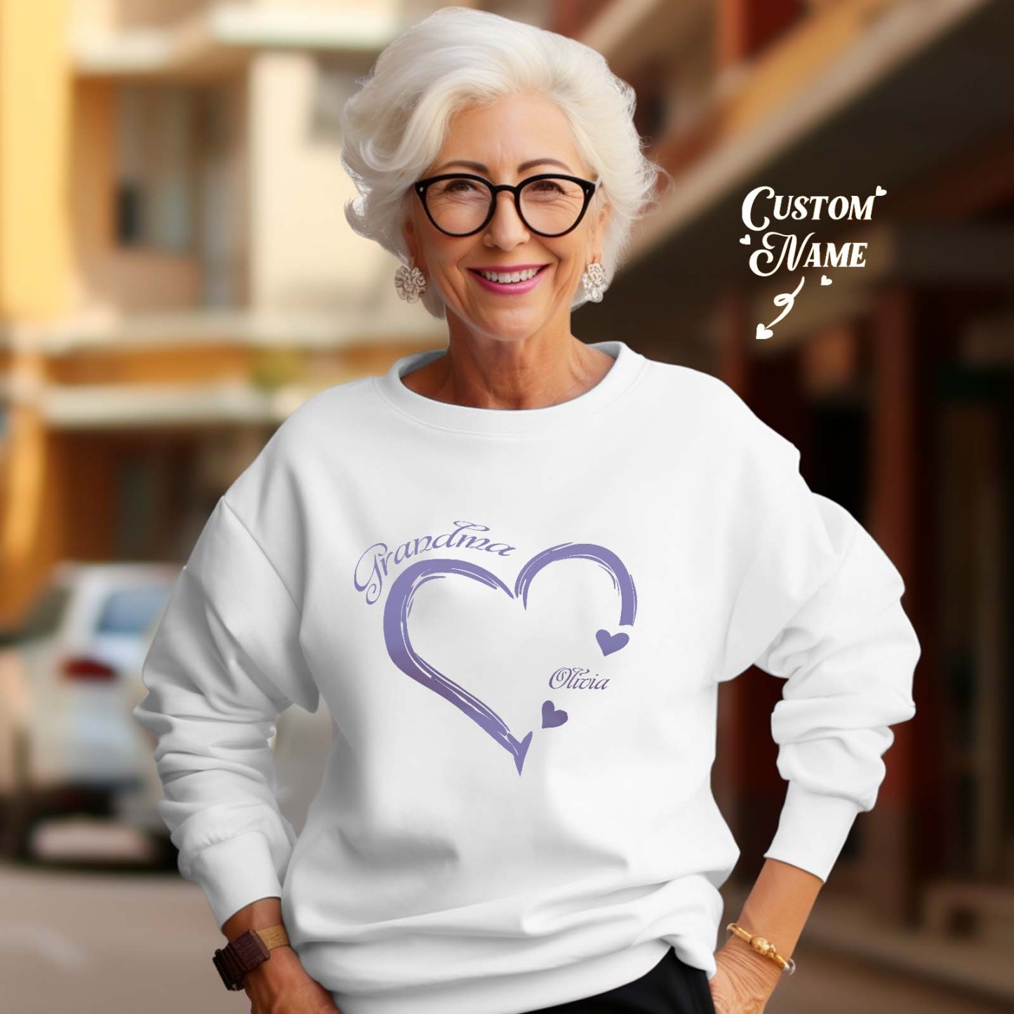 Custom Mama Grandma Round Neck Sweatshirt Personalized Crewneck Sweatshirts Mother's Day Gift - MyFaceBoxer