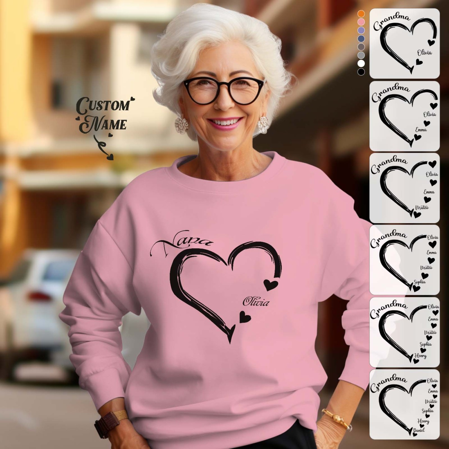 Custom Mama Grandma Round Neck Sweatshirt Personalized Crewneck Sweatshirts Mother's Day Gift - MyFaceBoxer
