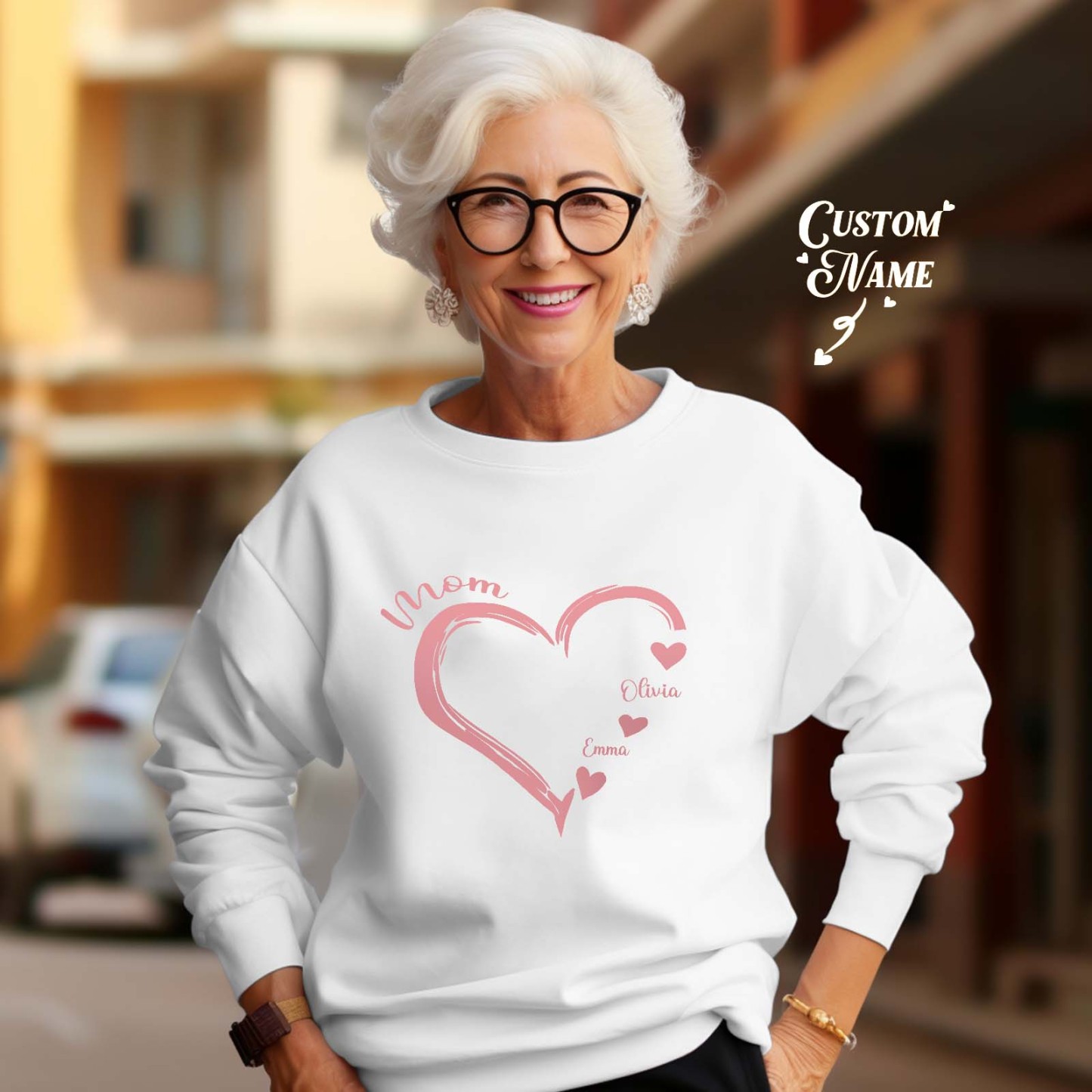 Custom Mama Grandma Round Neck Sweatshirt Personalized Crewneck Sweatshirts Mother's Day Gift - MyFaceBoxer